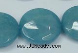 CEQ188 15.5 inches 30mm faceted coin blue sponge quartz beads