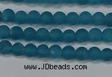 CEQ265 15.5 inches 4mm round matte blue sponge quartz beads