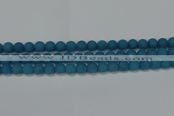 CEQ268 15.5 inches 10mm round matte blue sponge quartz beads