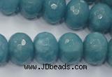 CEQ37 15.5 inches 12*16mm faceted rondelle blue sponge quartz beads