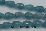 CEQ50 15.5 inches 8*12mm faceted teardrop blue sponge quartz beads