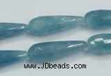 CEQ55 15.5 inches 10*30mm faceted teardrop blue sponge quartz beads