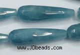 CEQ56 15.5 inches 12*40mm faceted teardrop blue sponge quartz beads