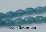 CEQ71 15.5 inches 8*12mm faceted rice blue sponge quartz beads