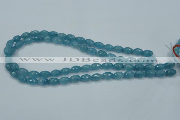 CEQ71 15.5 inches 8*12mm faceted rice blue sponge quartz beads