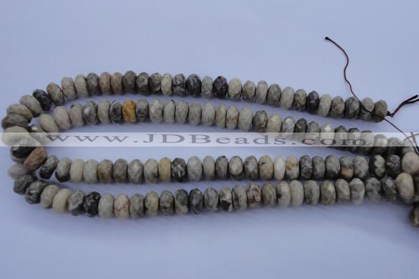 CFA211 15.5 inches 6*12mm faceted rondelle chrysanthemum agate beads