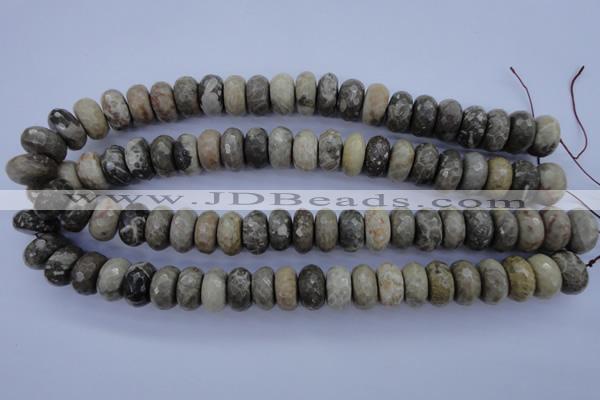 CFA213 15.5 inches 8*16mm faceted rondelle chrysanthemum agate beads