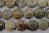 CFA228 15.5 inches 12mm flat round chrysanthemum agate beads