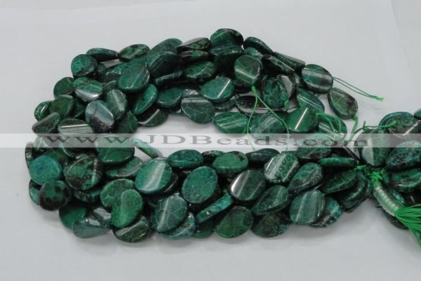 CFA72 15.5 inches 15*20mm twisted oval green chrysanthemum agate beads