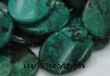 CFA74 15.5 inches 22*30mm twisted oval green chrysanthemum agate beads