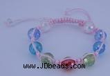 CFB530 12mm faceted round crystal beads adjustable bracelet wholesale