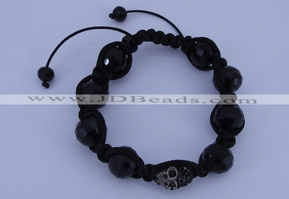 CFB542 14mm faceted round crystal with rhinestone beads bracelet