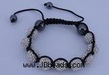 CFB560 12mm round rhinestone with hematite beads adjustable bracelet