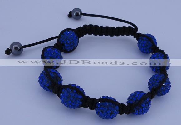 CFB566 12mm round rhinestone with hematite beads adjustable bracelet