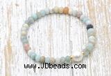 CFB706 faceted rondelle amazonite & potato white freshwater pearl stretchy bracelet