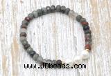 CFB746 faceted rondelle African bloodstone & potato white freshwater pearl stretchy bracelet