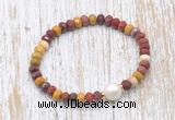 CFB760 faceted rondelle mookaite & potato white freshwater pearl stretchy bracelet