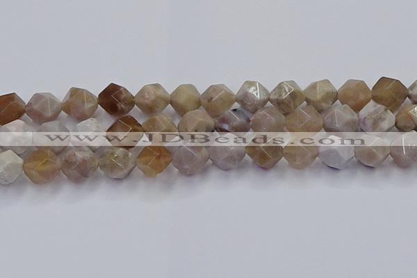 CFC303 15.5 inches 12mm faceted nuggets coral jade beads