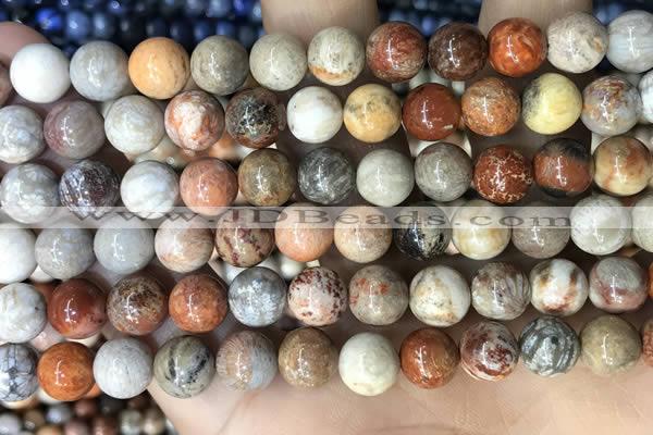 CFC342 15.5 inches 8mm round red fossil coral beads wholesale