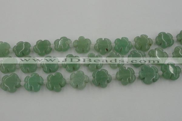 CFG1022 15.5 inches 16mm carved flower green aventurine beads