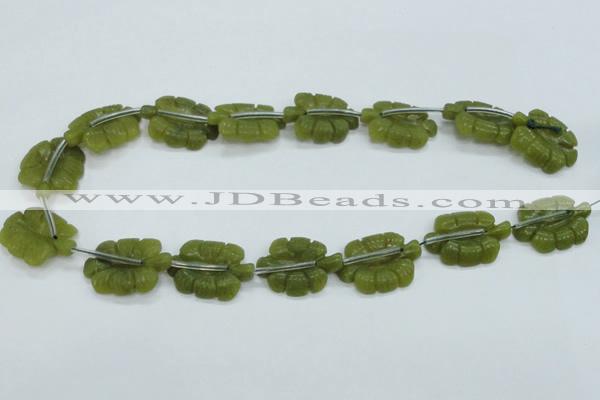 CFG11 15.5 inches 20*28mm carved leaf Korean jade beads