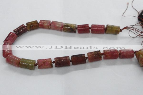 CFG1100 15.5 inches 15*20mm carved tube agate gemstone beads