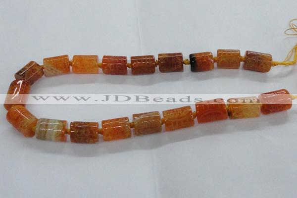 CFG1101 15.5 inches 15*20mm carved tube agate gemstone beads