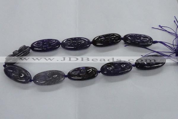 CFG1136 15.5 inches 20*40mm carved oval agate gemstone beads