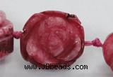 CFG1171 15.5 inches 35mm carved flower plated agate gemstone beads