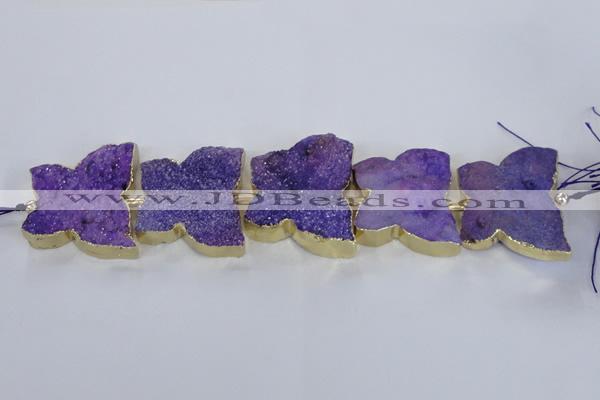 CFG1192 7.5 inches 40*45mm - 45*55mm butterfly druzy agate beads