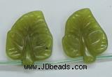 CFG12 15.5 inches 20*24mm carved leaf Korean jade beads