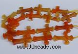 CFG1231 15.5 inches 32*45mm - 35*48mm cross dragon veins agate beads