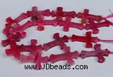 CFG1233 15.5 inches 32*45mm - 35*48mm cross dragon veins agate beads