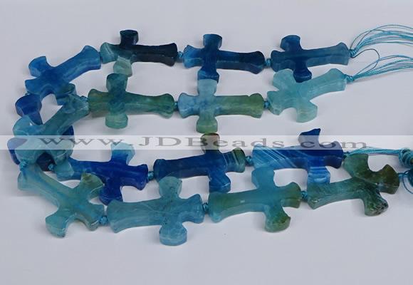 CFG1234 15.5 inches 32*45mm - 35*48mm cross dragon veins agate beads