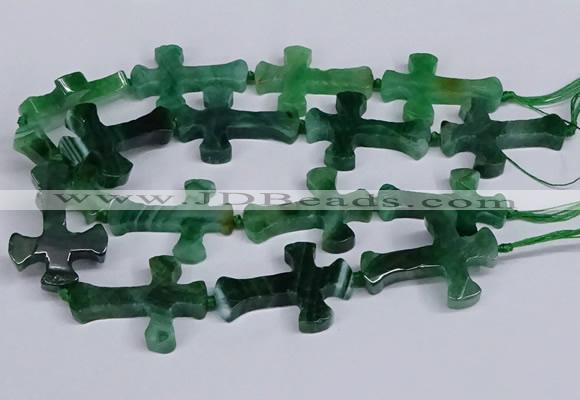 CFG1235 15.5 inches 32*45mm - 35*48mm cross dragon veins agate beads