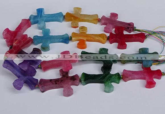 CFG1236 15.5 inches 32*45mm - 35*48mm cross dragon veins agate beads