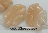 CFG14 15.5 inches 20*26mm carved leaf pink aventurine jade beads