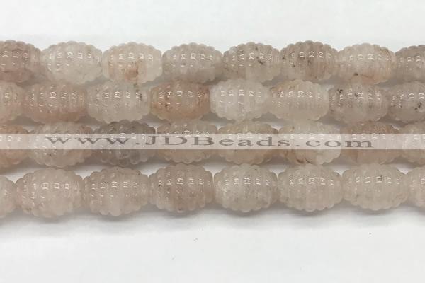 CFG1504 15.5 inches 15*20mm carved rice pink quartz beads