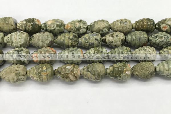 CFG1520 15.5 inches 15*20mm carved teardrop rhyolite gemstone beads