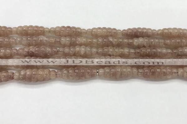 CFG1542 15.5 inches 10*30mm carved rice strawberry quartz beads