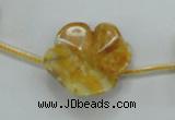 CFG17 15.5 inches 24mm carved flower yellow crazy lace agate beads