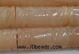 CFG212 15.5 inches 14*31mm carved column pink aventurine jade beads