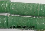 CFG213 15.5 inches 14*31mm carved column green aventurine jade beads