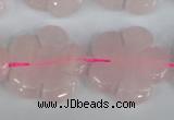 CFG219 15.5 inches 24mm carved flower rose quartz beads