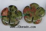 CFG221 15.5 inches 24mm carved flower unakite gemstone beads