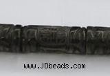 CFG223 15.5 inches 14*31mm carved column smoky quartz beads