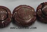 CFG226 15.5 inches 31mm carved coin red picture jasper beads