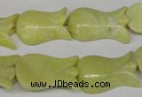 CFG241 15.5 inches 15*25mm carved flower lemon jade gemstone beads