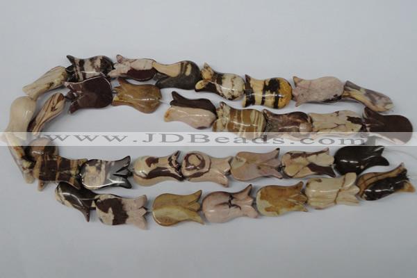 CFG243 15.5 inches 15*25mm carved flower zebra jasper beads