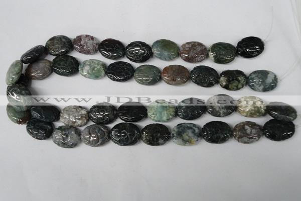 CFG246 15.5 inches 15*20mm carved oval Indian agate beads